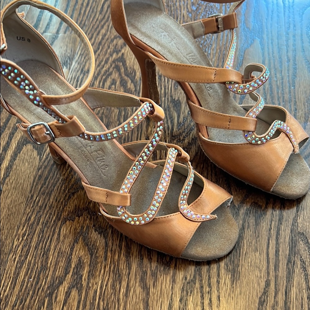 Sexy Dance shoes, Satin with beautiful Rhinestones, and cushioned footbed